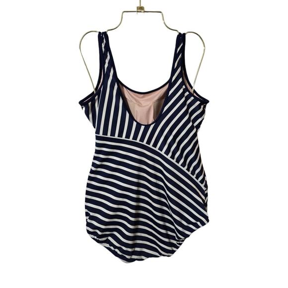 Lands End 12 Chlorine Resistant Soft Cup Tugless Sporty 1 Piece Striped Swimsuit - Picture 11 of 11